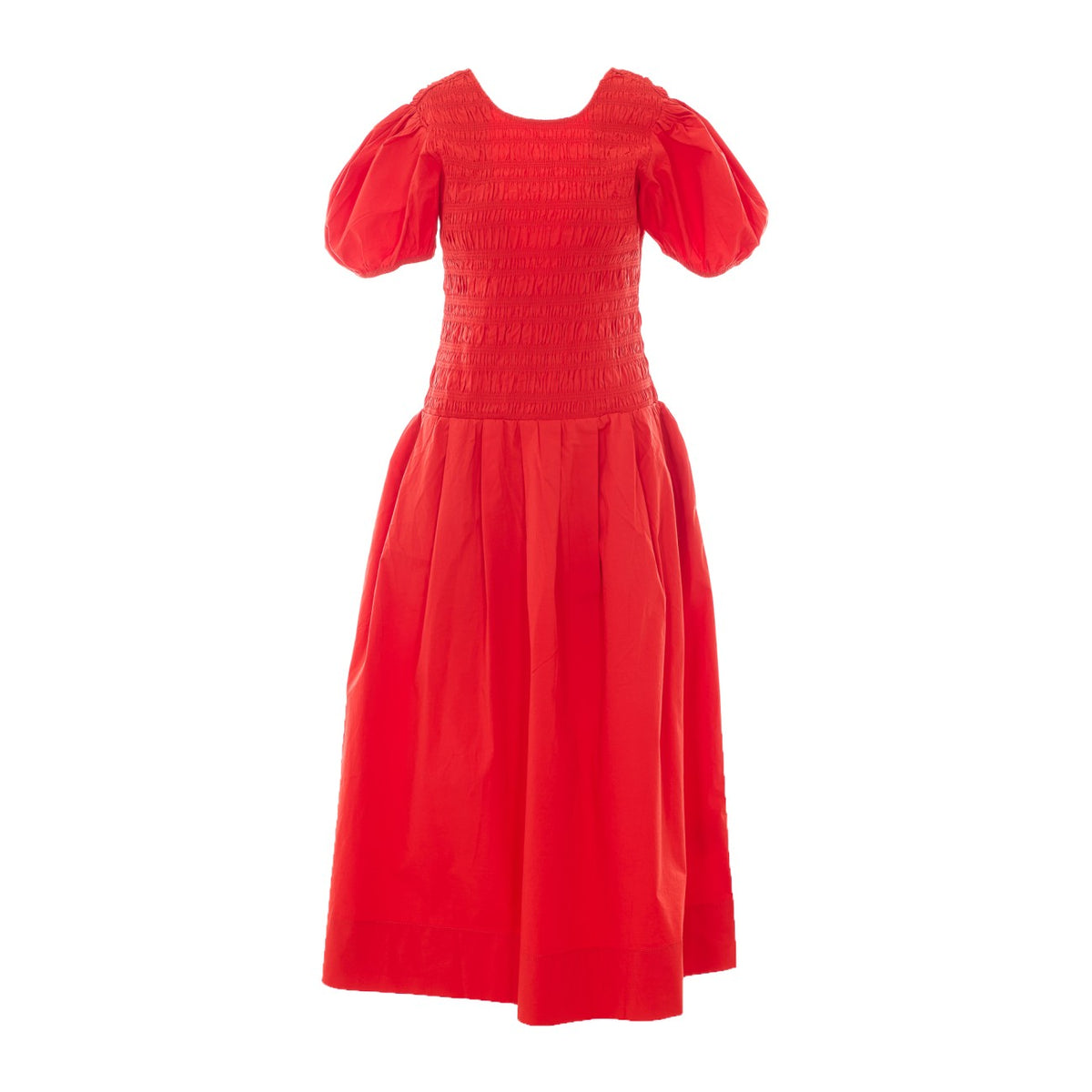 Ganni Women Dress In Smocked Cotton