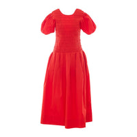 Ganni Women Dress In Smocked Cotton