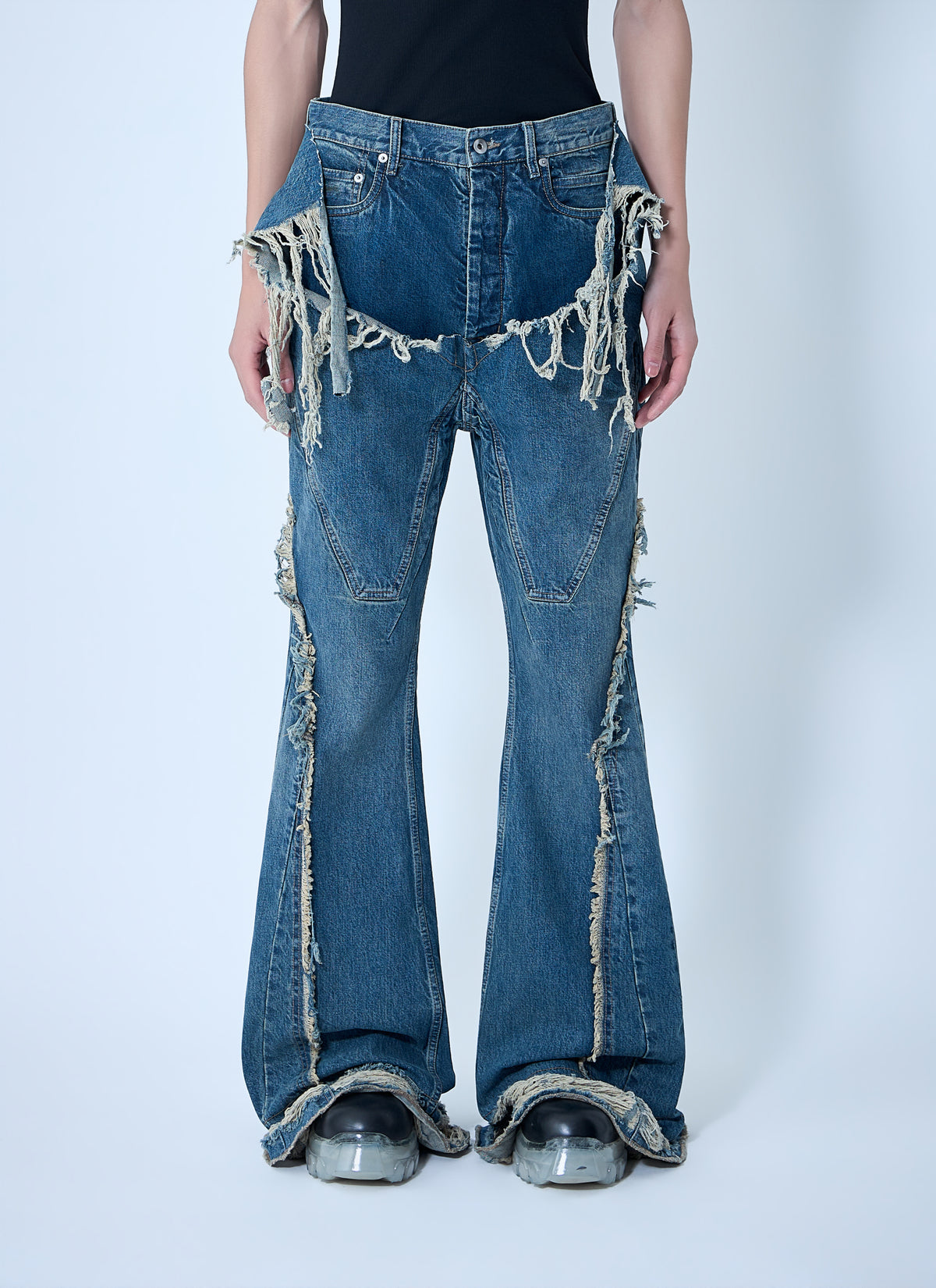 Rick Owens Drkshdw Men Slivered Bootcut Jeans