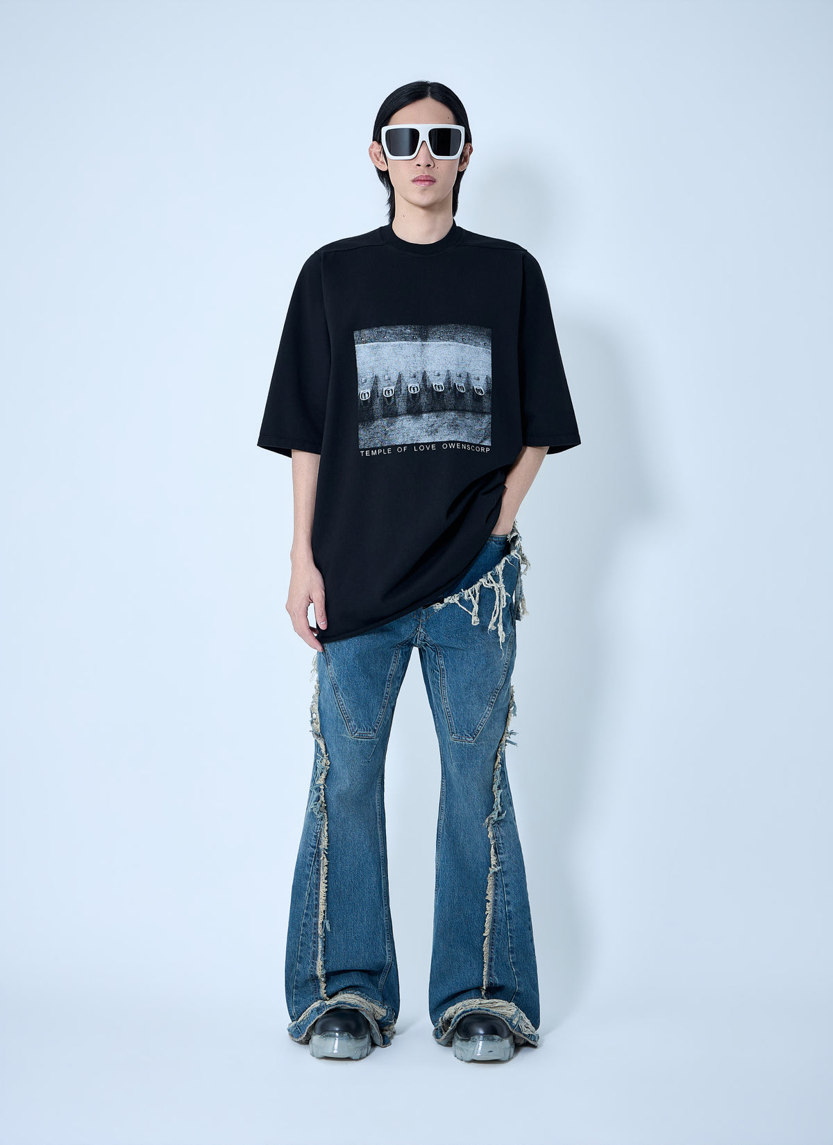 Rick Owens Drkshdw Men Slivered Bootcut Jeans
