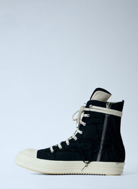 Rick Owens Drkshdw Men Frayed Denim High-Top Sneakers