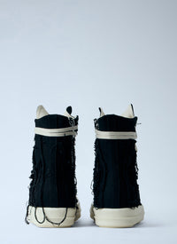 Rick Owens Drkshdw Men Frayed Denim High-Top Sneakers