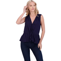 Womens Surplice Ruched Peplum Top