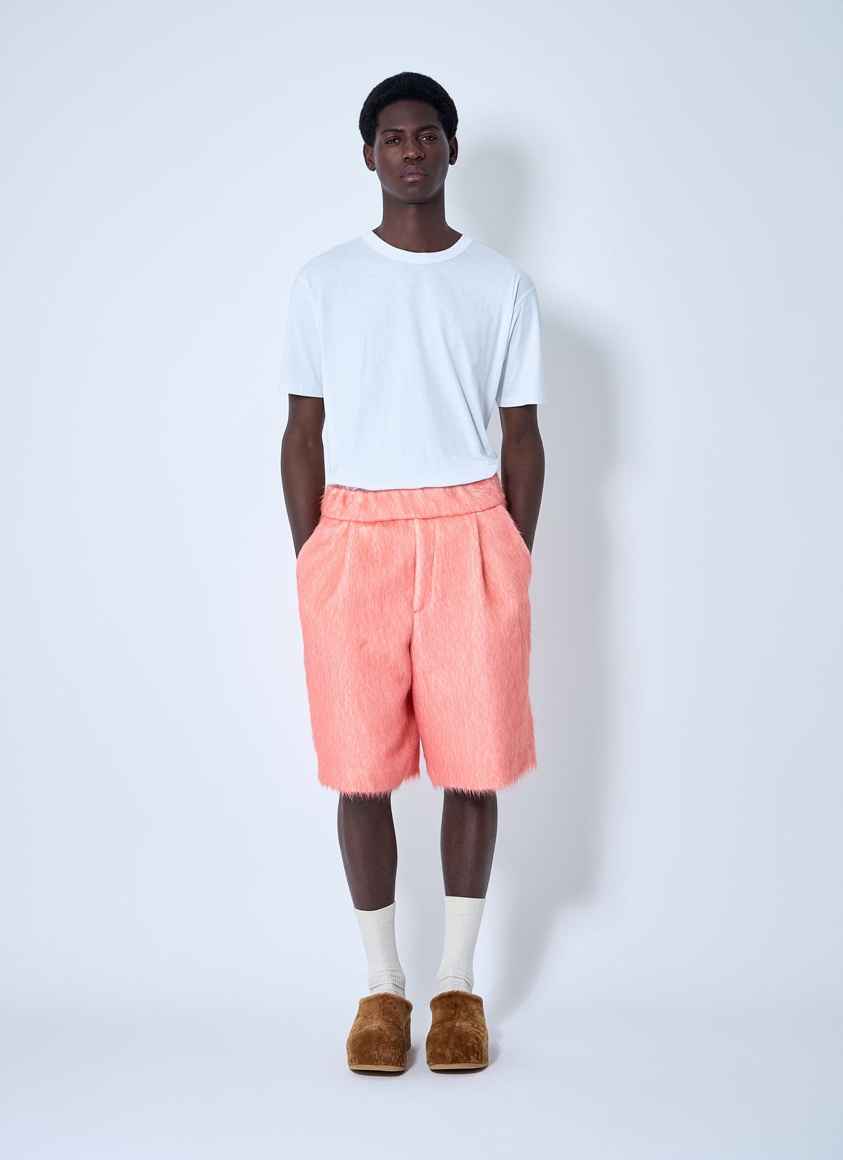 Dries Van Noten Men Brushed Wool Shorts