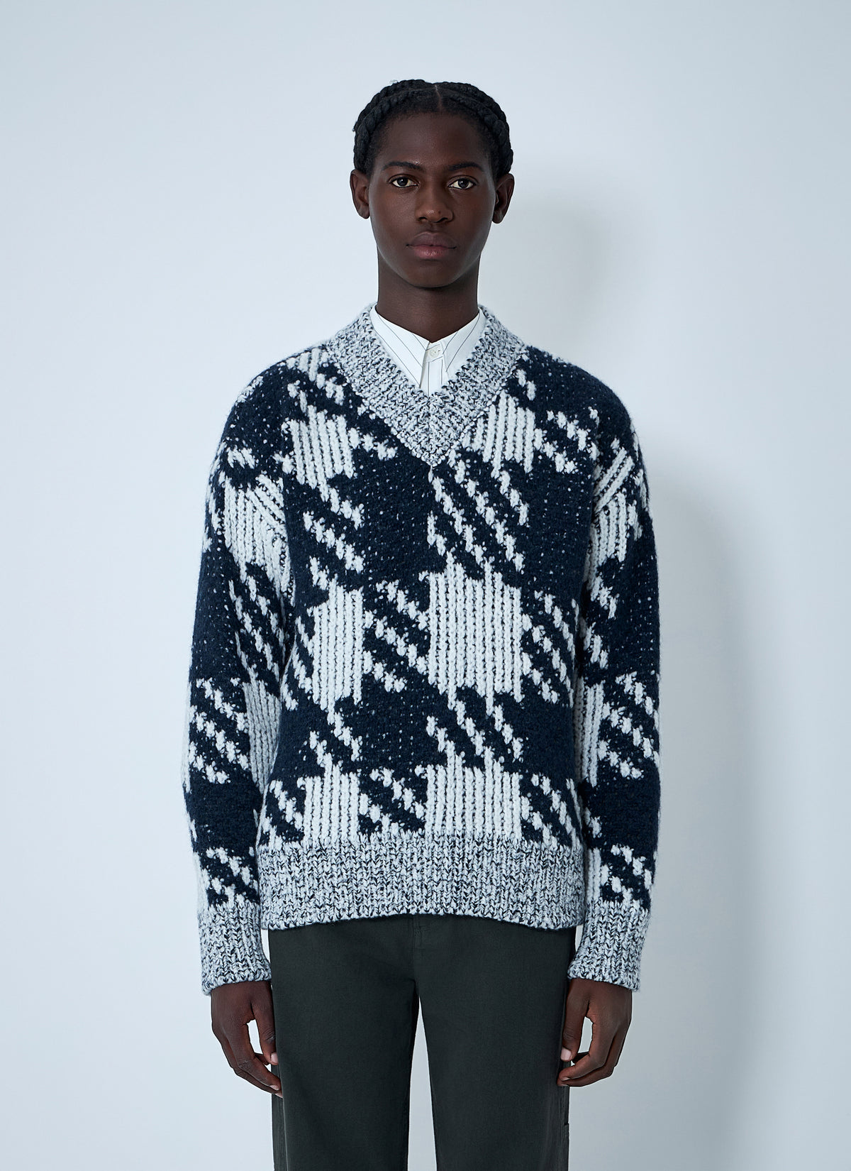 Dries Van Noten Men Check Wool-Blend Sweater