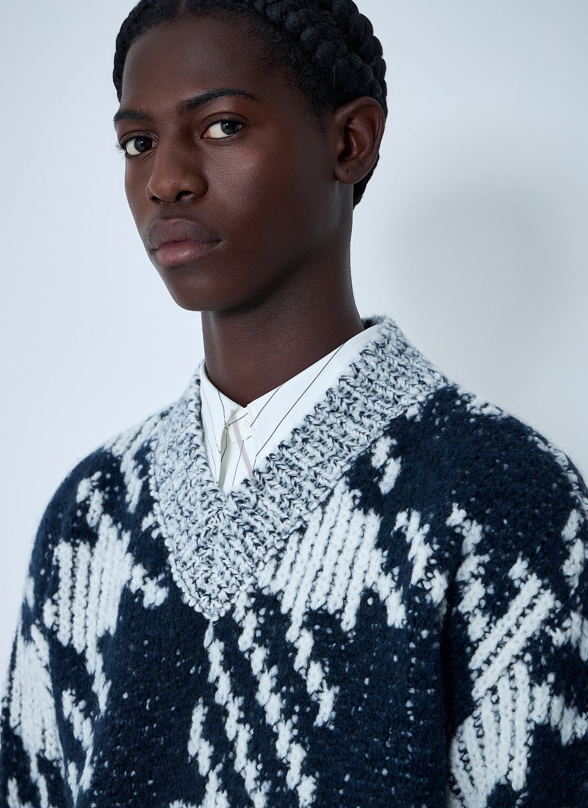 Dries Van Noten Men Check Wool-Blend Sweater