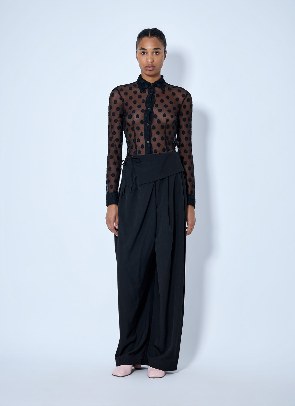 Dries Van Noten Women Polka-Dot Cotton-Blend Tulle Shirt