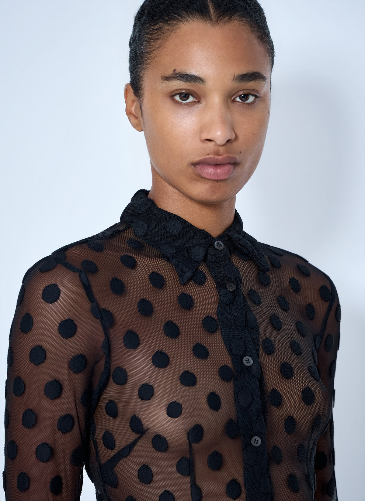 Dries Van Noten Women Polka-Dot Cotton-Blend Tulle Shirt
