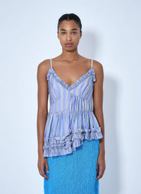 Dries Van Noten Women Cemil Striped Ruffled Satin Camisole