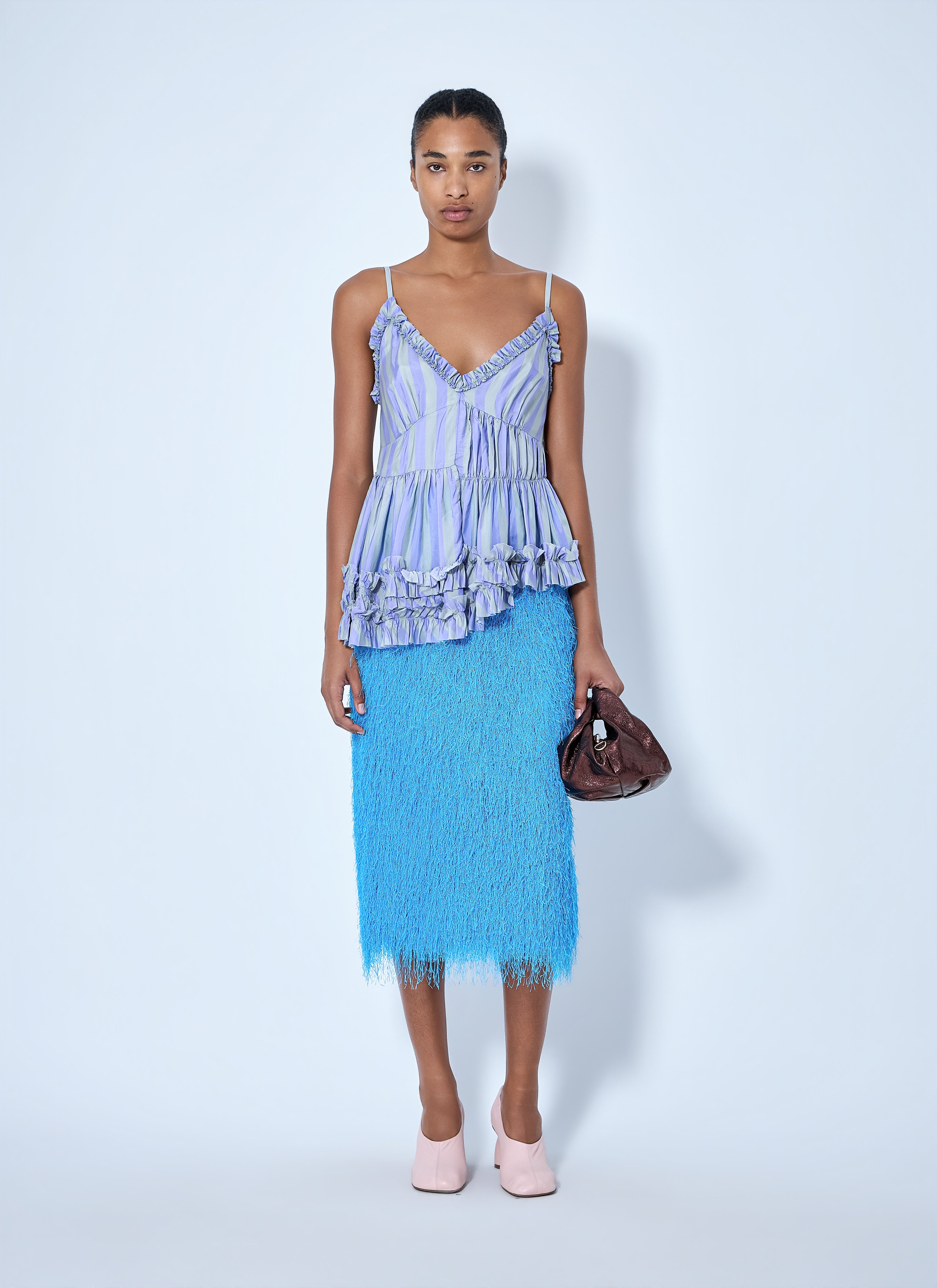 Dries Van Noten Women Cemil Striped Ruffled Satin Camisole – Bluefly