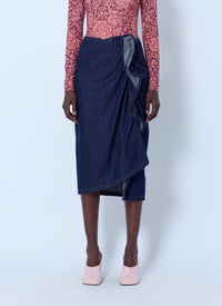 Dries Van Noten Women Sinas Ruffle Denim Midi Skirt