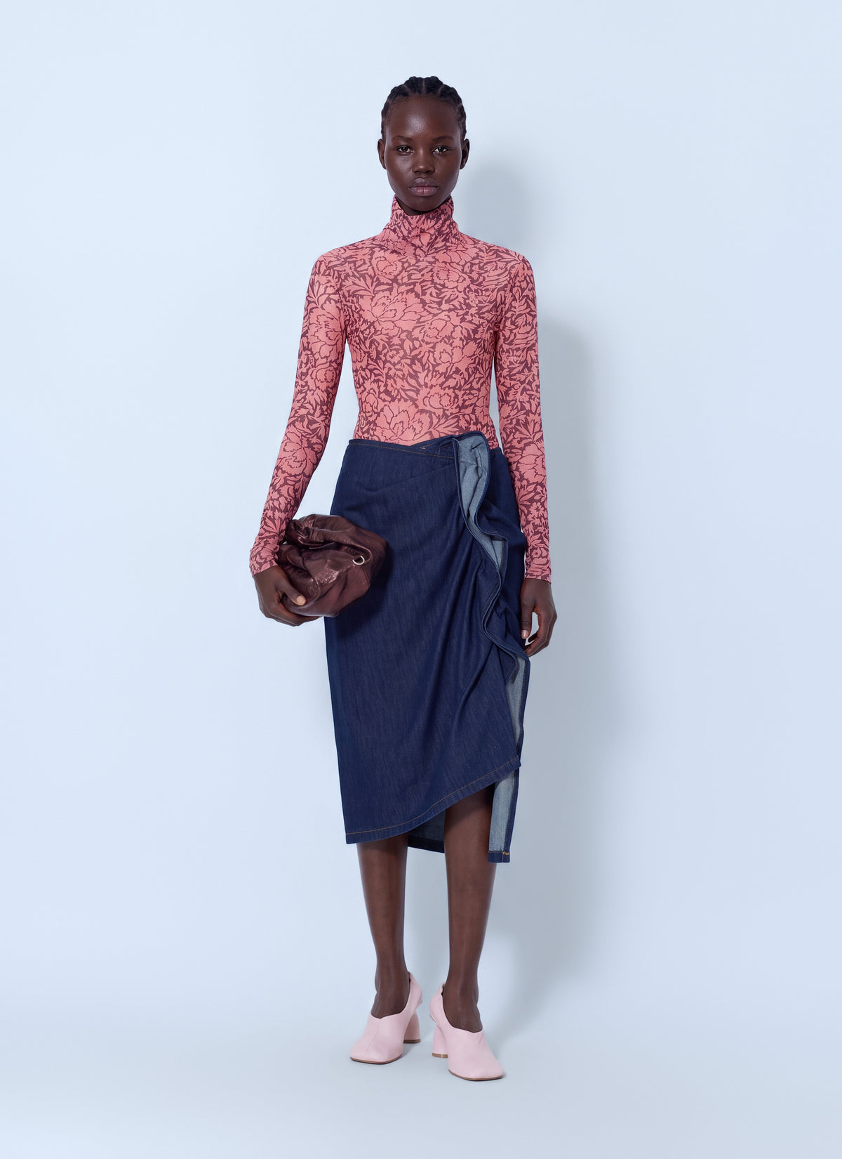 Dries Van Noten Women Sinas Ruffle Denim Midi Skirt