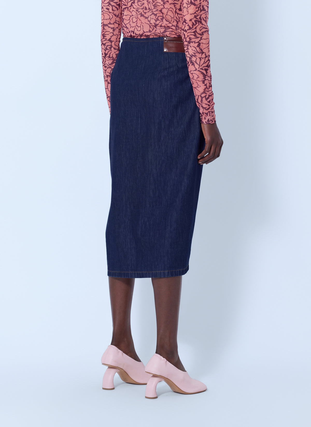 Dries Van Noten Women Sinas Ruffle Denim Midi Skirt