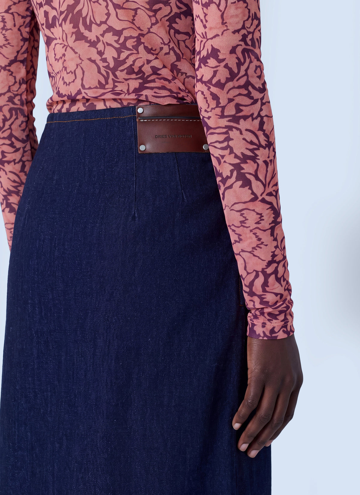 Dries Van Noten Women Sinas Ruffle Denim Midi Skirt