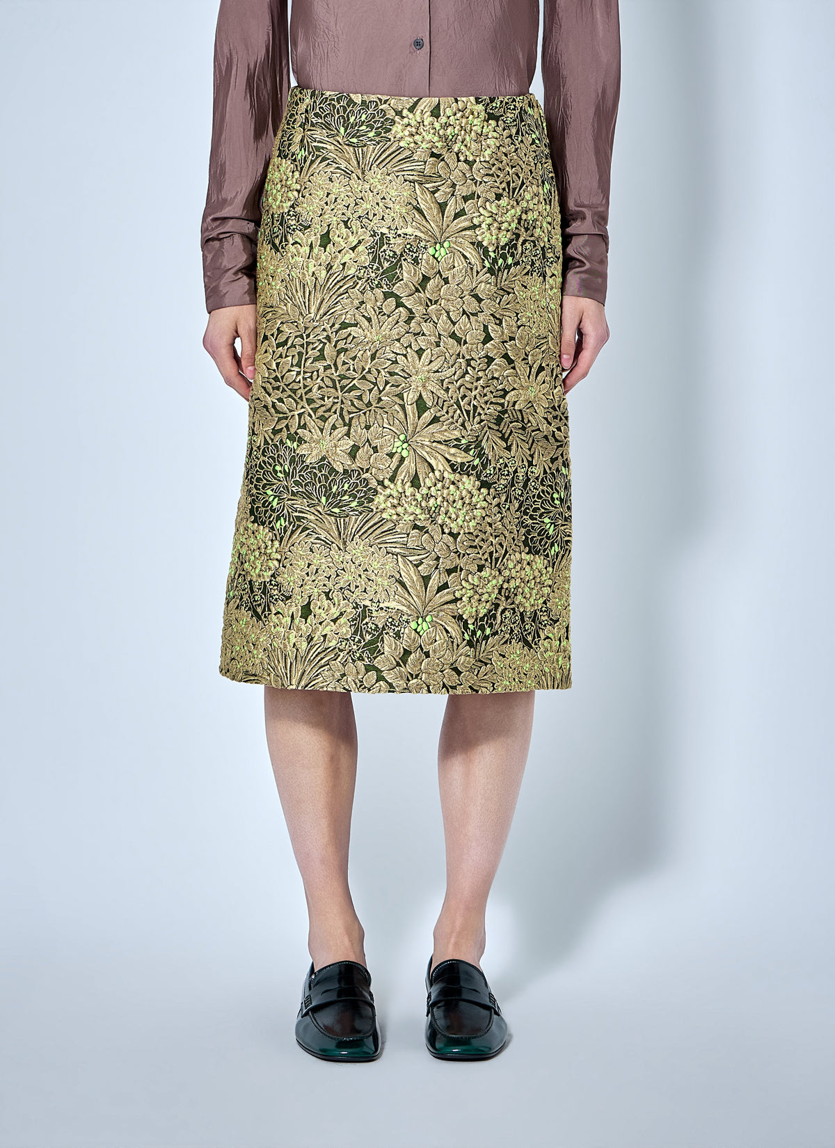 Dries Van Noten Women Floral Jacquard A-Line Midi Skirt