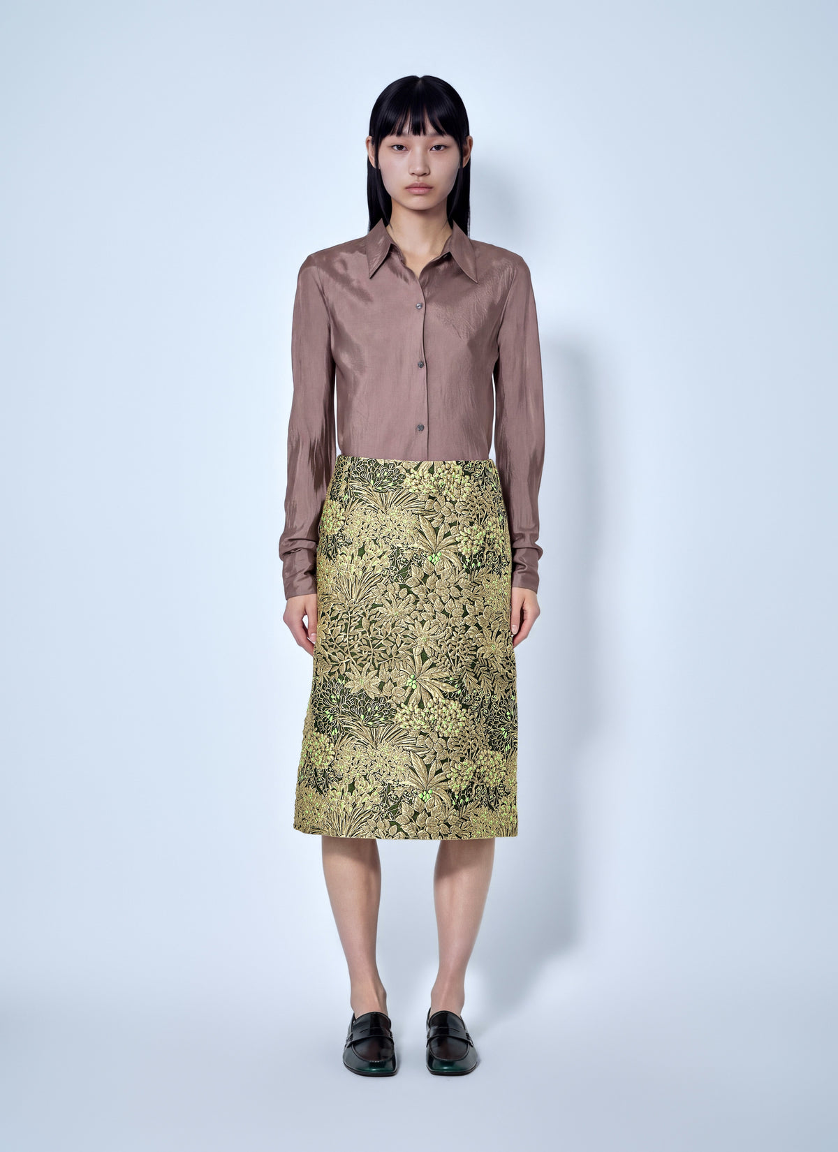 Dries Van Noten Women Floral Jacquard A-Line Midi Skirt