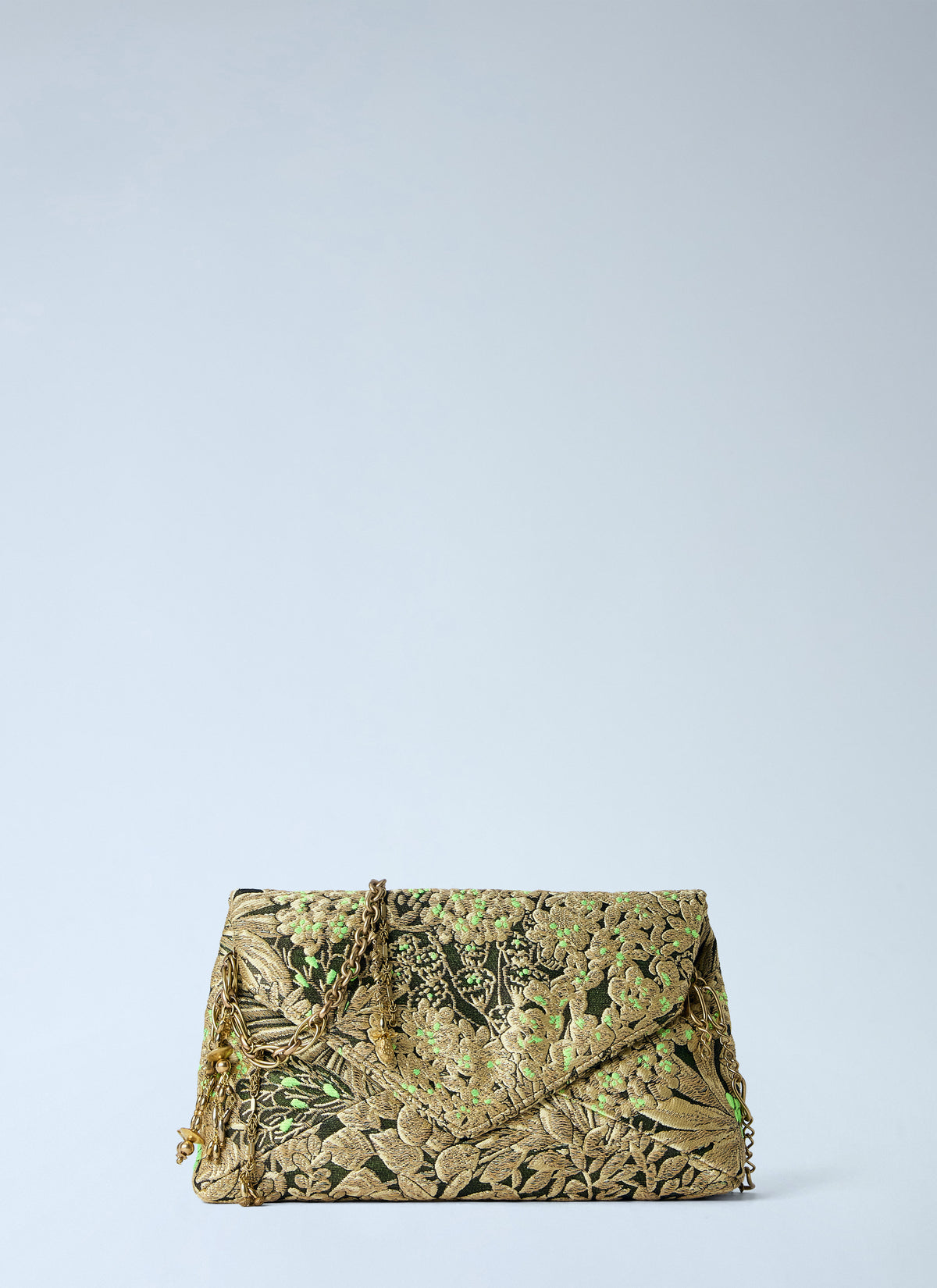 Dries Van Noten Women Floral Embroidered Clutch With Chain Strap