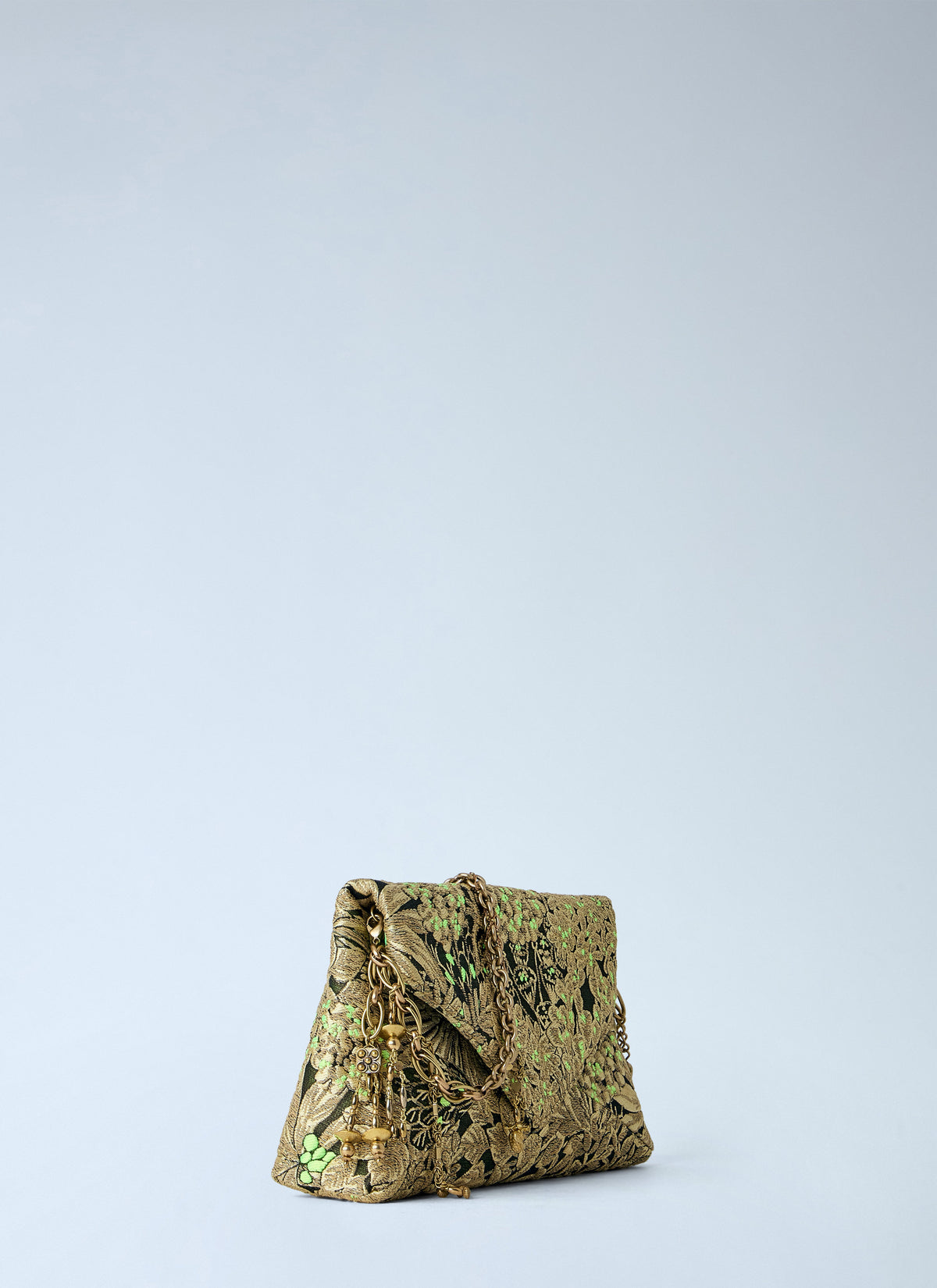 Dries Van Noten Women Floral Embroidered Clutch With Chain Strap