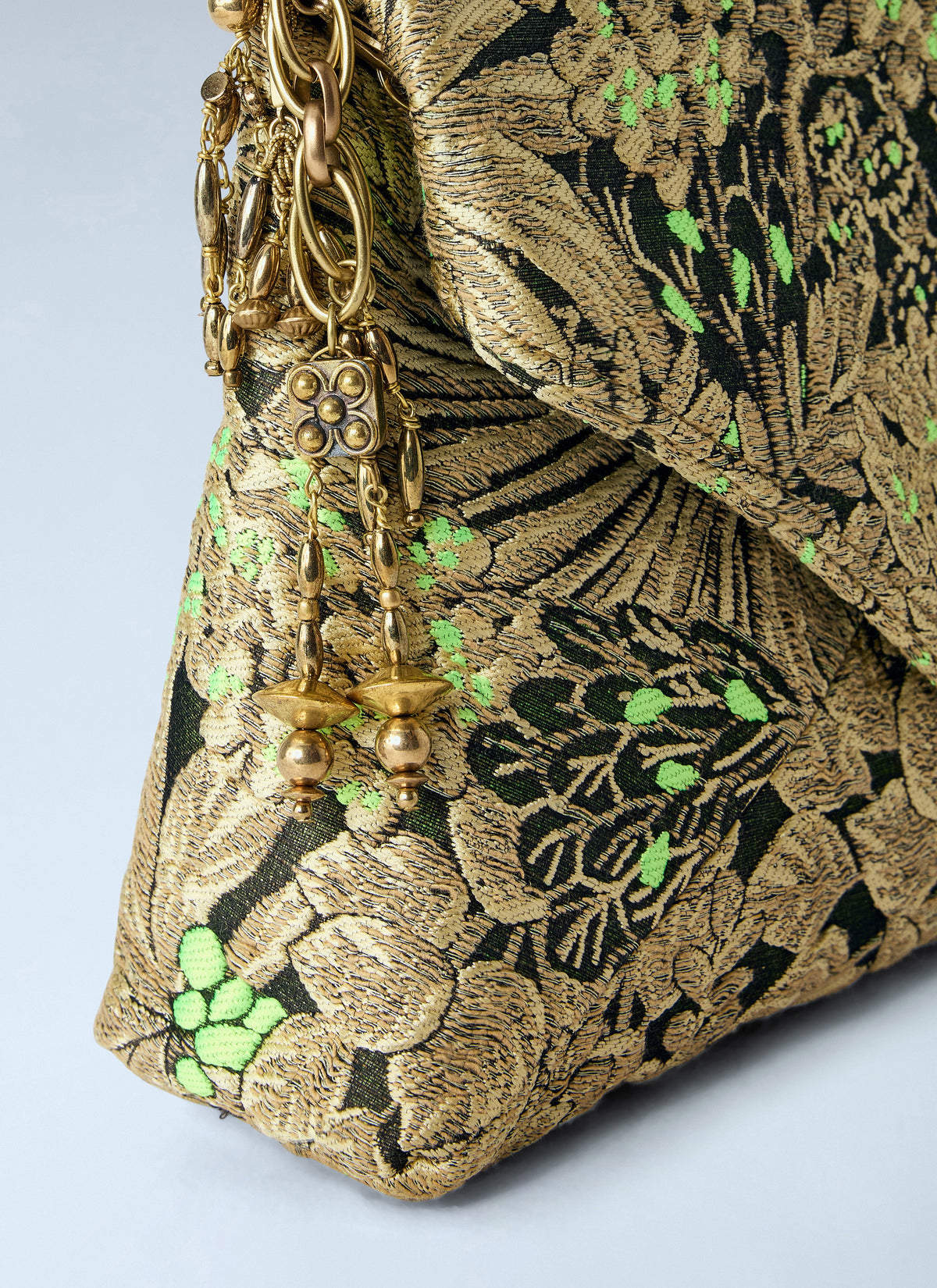 Dries Van Noten Women Floral Embroidered Clutch With Chain Strap