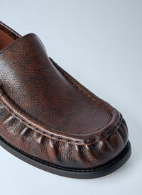 Dries Van Noten Women Pebbled Leather Loafers