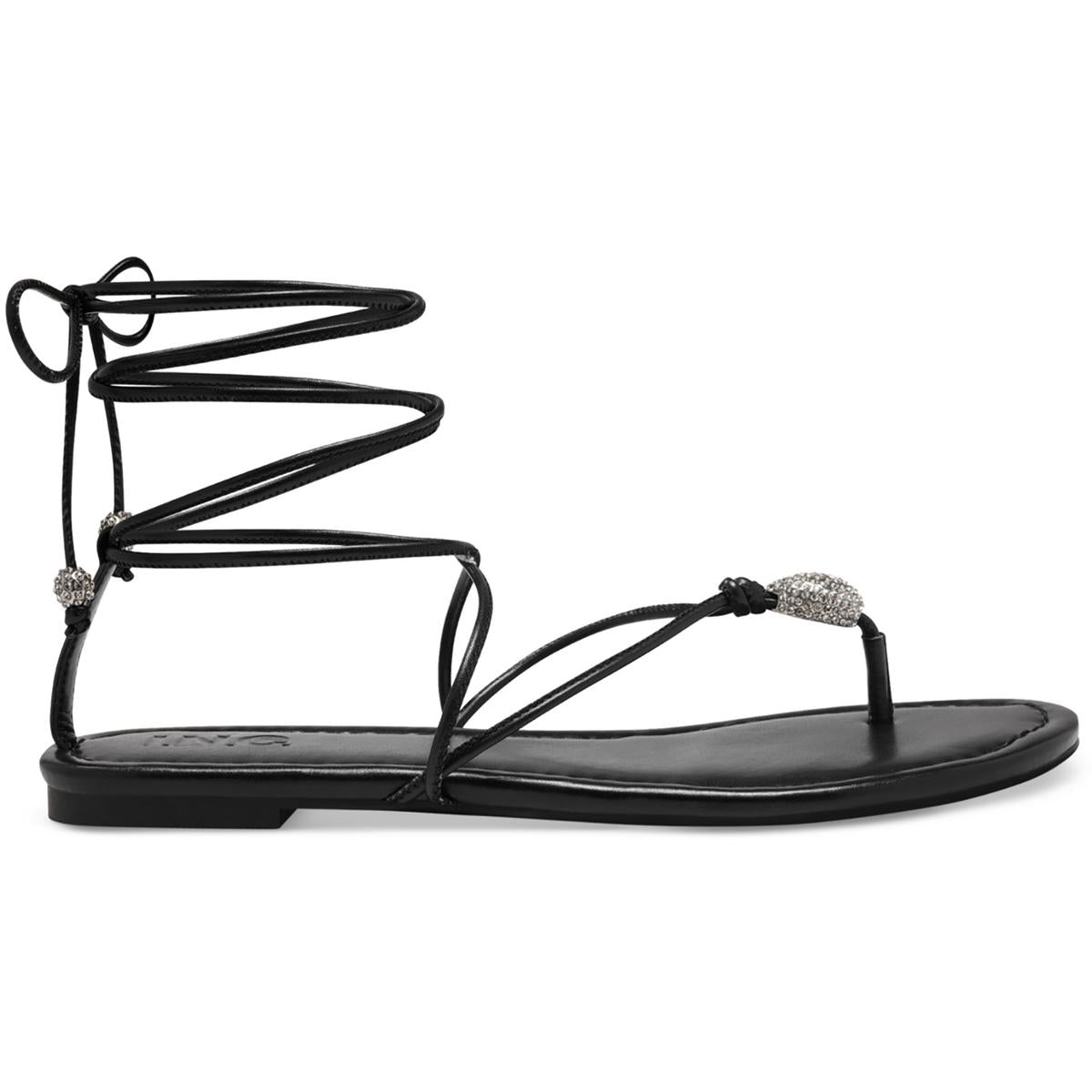 Amille Womens Faux Leather Ankle Tie Strappy Sandals