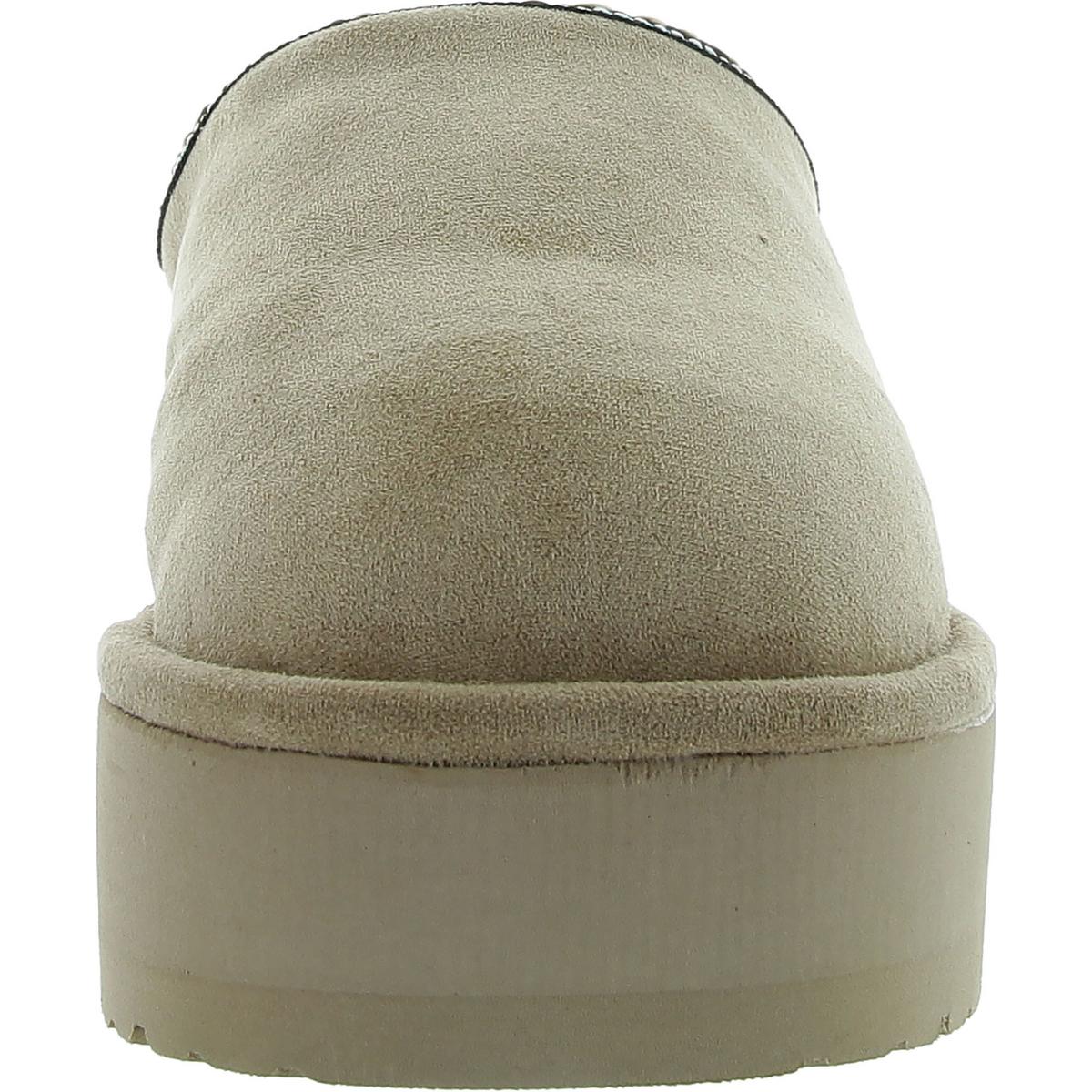 Elyse Womens Faux Fur Lined Platform Scuff Slippers