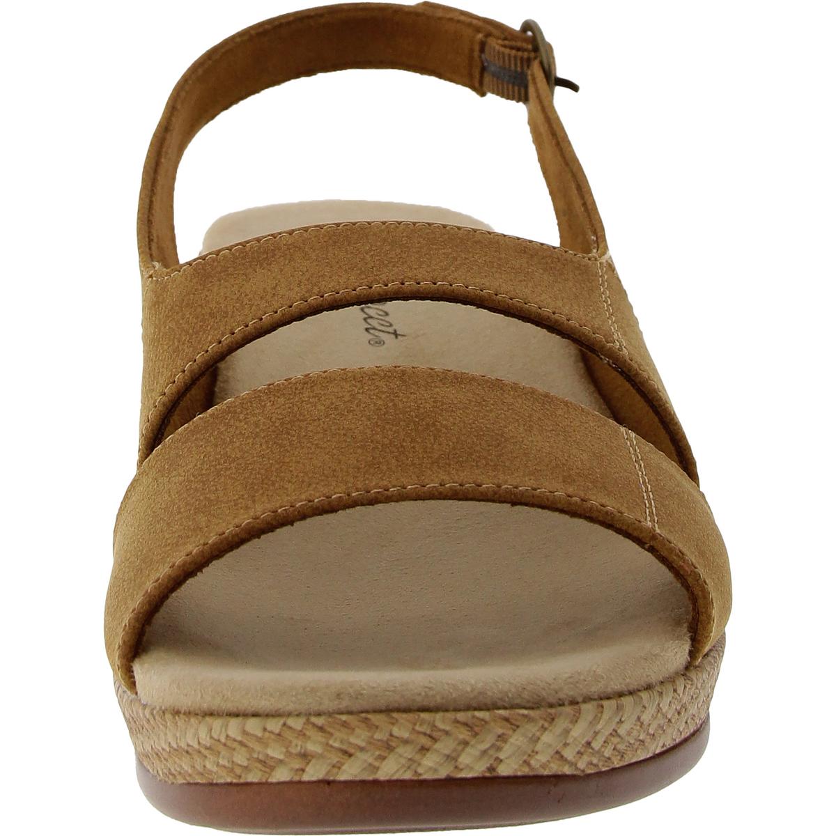 Ganett Womens Woven Faux Leather Slingback Sandals
