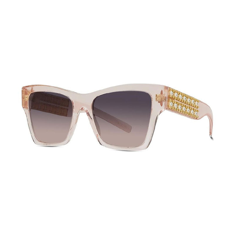 Givenchy Sunglasses Square Full Rim, Shiny Black and Studs Frame and Grey Lens GV40076I01A