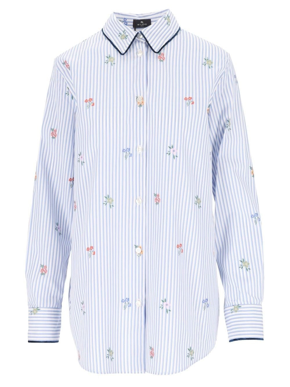 Etro Women Striped Jacquard Cotton Shirt