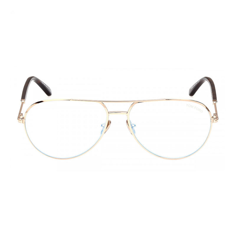 Tom Ford Tom Ford Eyeglasses Aviator Full Rim, Shiny Rose Gold Frame and Clear Blue Light Block Lenses Lens FT5829-B028