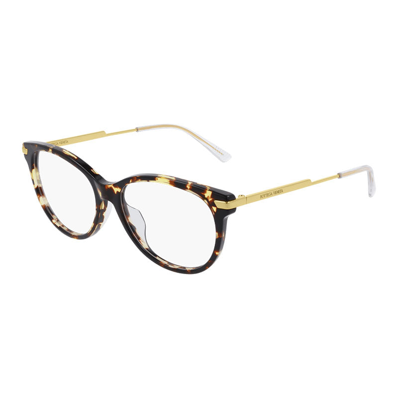 Bottega Veneta Eyeglasses Oval Full Rim, Burgundy/Gold Frame and Clear Demo Lenses Lens BV1039O004