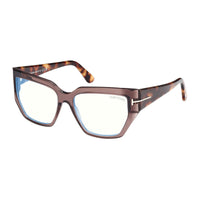 Tom Ford Eyeglasses Square Full Rim, Dark Havana Frame and Clear Blue Light Block Lenses Lens FT5951-B052