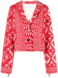 Forte_forte Forte_Forte Women Graphic-Print Fringe-Detail Jacket