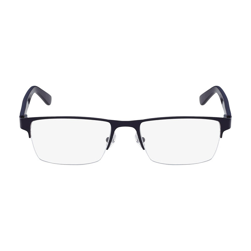 Lacoste Eyeglasses Rectangle Full Rim, Matte Blue Frame and Clear Demo Lenses Lens L2237424