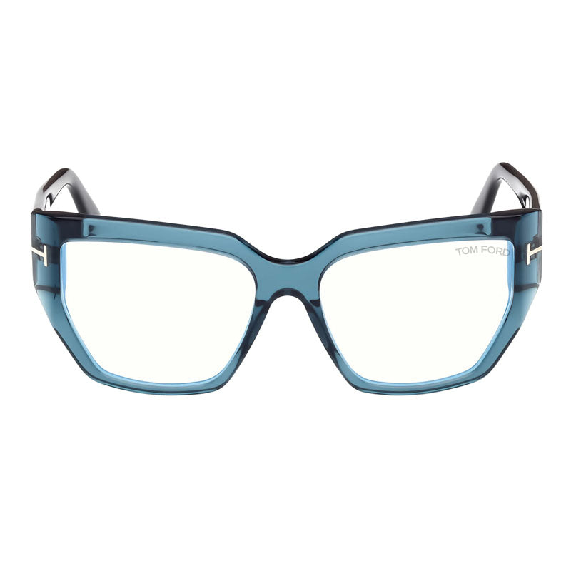 Tom Ford Eyeglasses Square Full Rim, Dark Havana Frame and Clear Blue Light Block Lenses Lens FT5951-B052