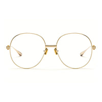 Valentino Eyeglasses Round Full Rim, Light Gold Frame and Clear Demo Lens Lens VLX-136A