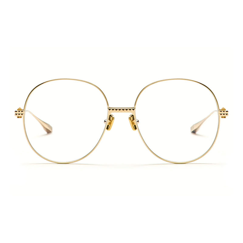 Valentino Eyeglasses Round Full Rim, Light Gold Frame and Clear Demo Lens Lens VLX-136A