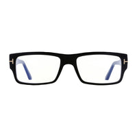 Tom Ford Eyeglasses Rectangle Full Rim, Striped Dark Brown Frame and Clear Blue Light Block Lens FT5835-B050