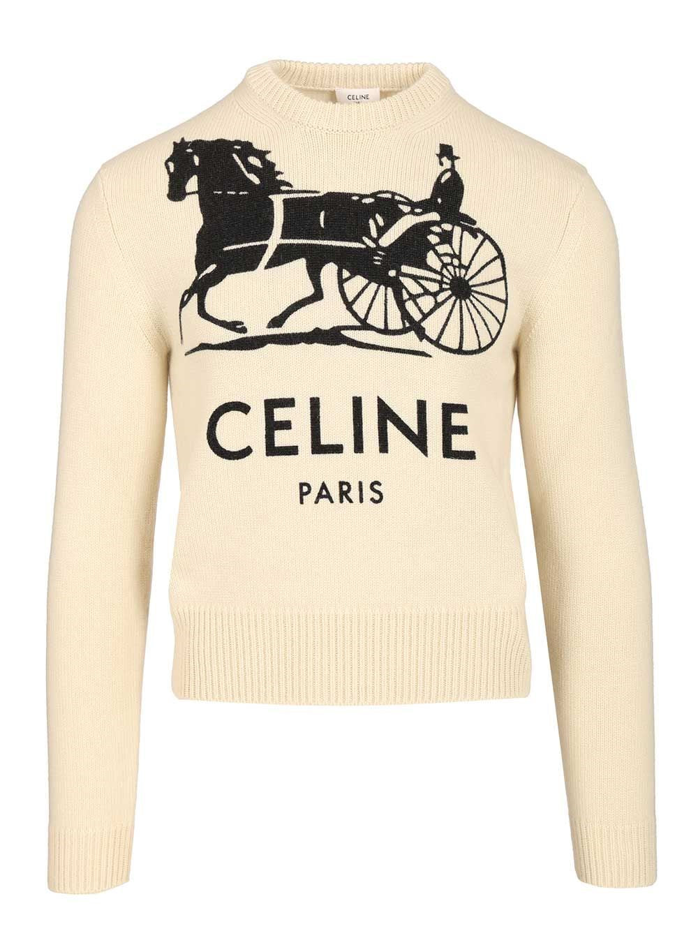 Celine Men Slim-Fit Logo-Intarsia Cashmere Sweater