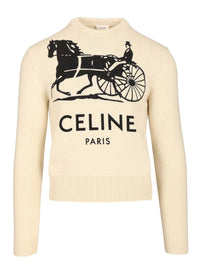 Celine Men Slim-Fit Logo-Intarsia Cashmere Sweater