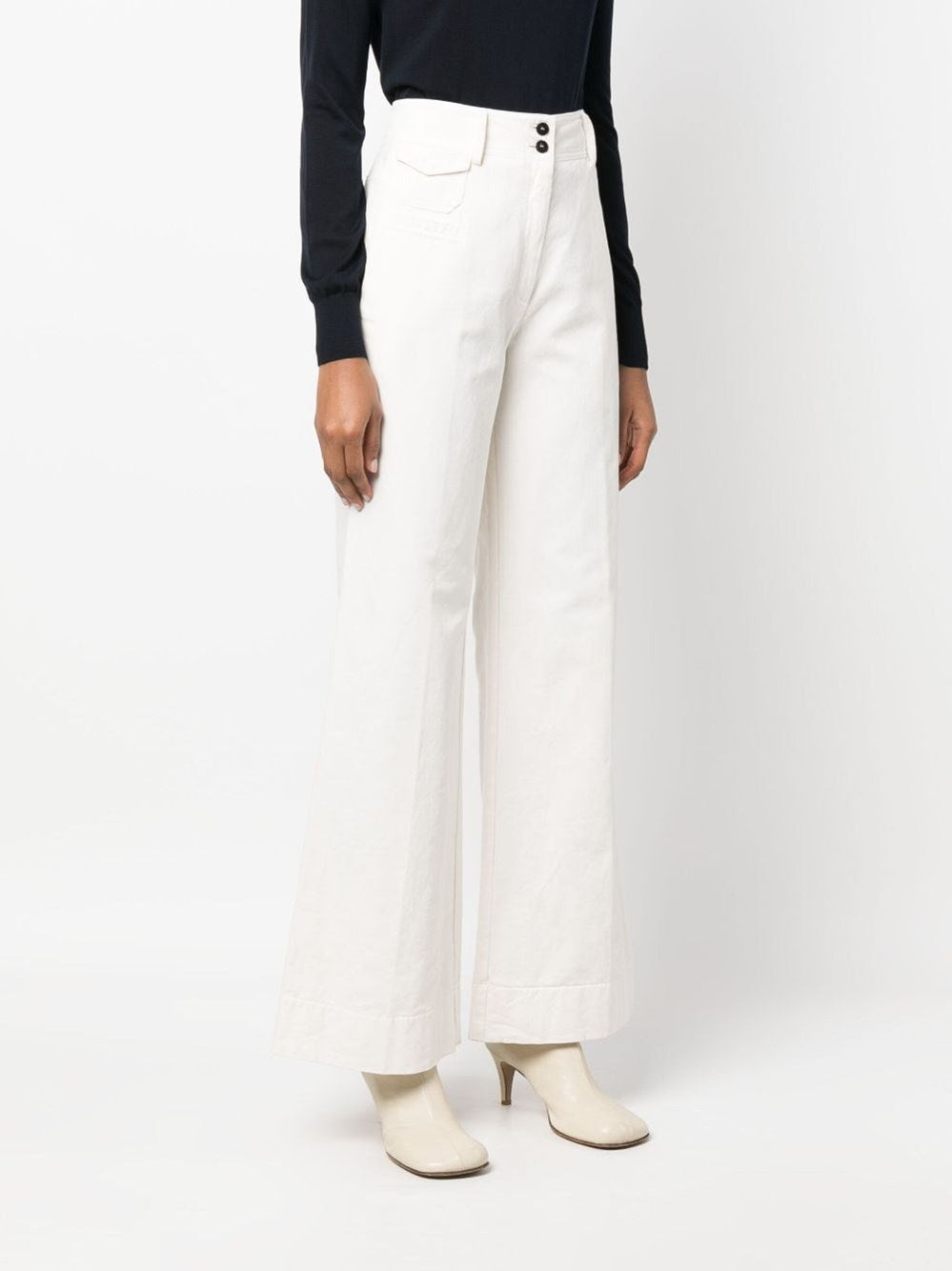 Forte_forte Forte_Forte Women White Wide Leg Trousers