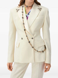 Versace Women Embroidered Stretch Wool Blazer
