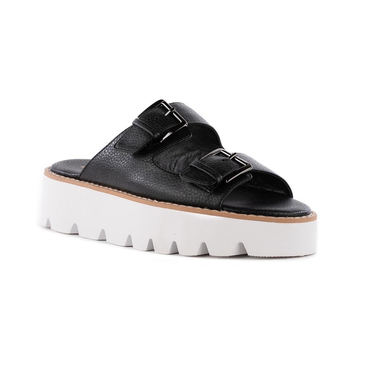 Hand To Hold Womens Buckle Faux Leather Platform Sandals