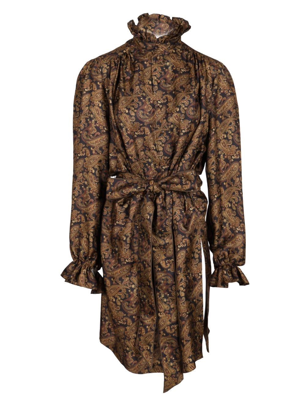 Saint Laurent Women Paisley Pattern Silk Twill Dress