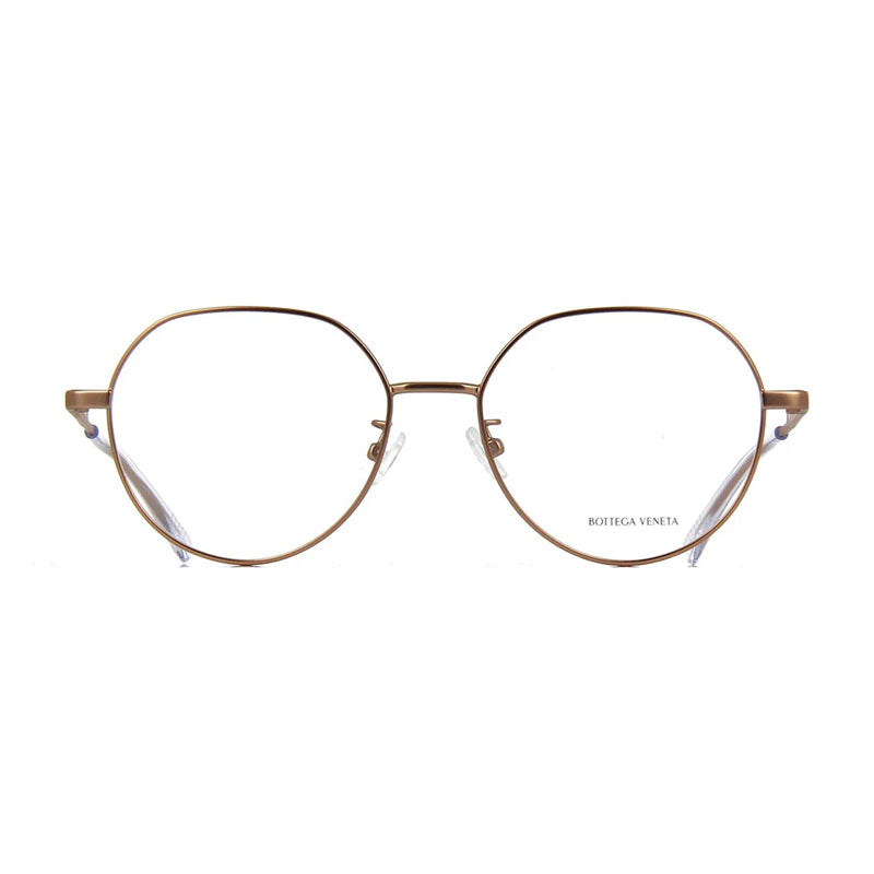 Bottega Veneta Eyeglasses Round Full Rim, Gold Frame and Clear Demo Lenses Lens BV1076OA001