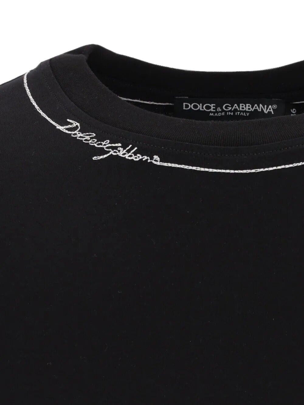 Dolce & Gabbana Men Cotton T-Shirt With Embroidery