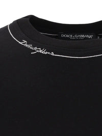 Dolce & Gabbana Men Cotton T-Shirt With Embroidery