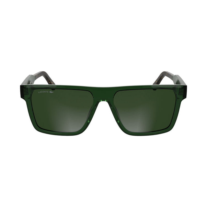 Lacoste Sunglasses Square Full Rim, Transparent Green Frame and Green Lens L6059SN301