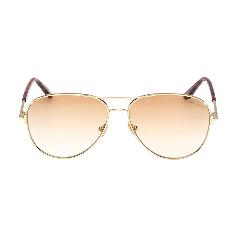 Tom Ford Tom Ford Sunglasses Aviator Full Rim, Shiny Deep Gold Frame and Blonde Havana/Brown Gradient Lens FT082330F
