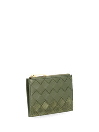 Bottega Veneta Women Woven Card Holder With Zip